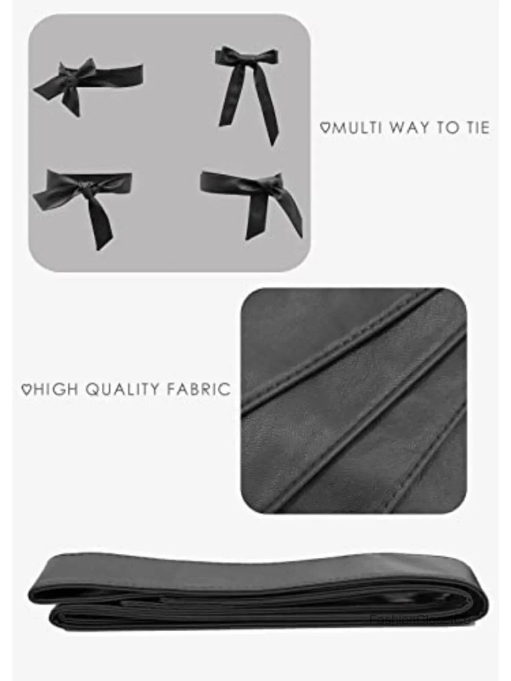 Women's Faux Leather Obi Belt Wide Waist Self-Tie Wrap Belt for Dresses & Tops